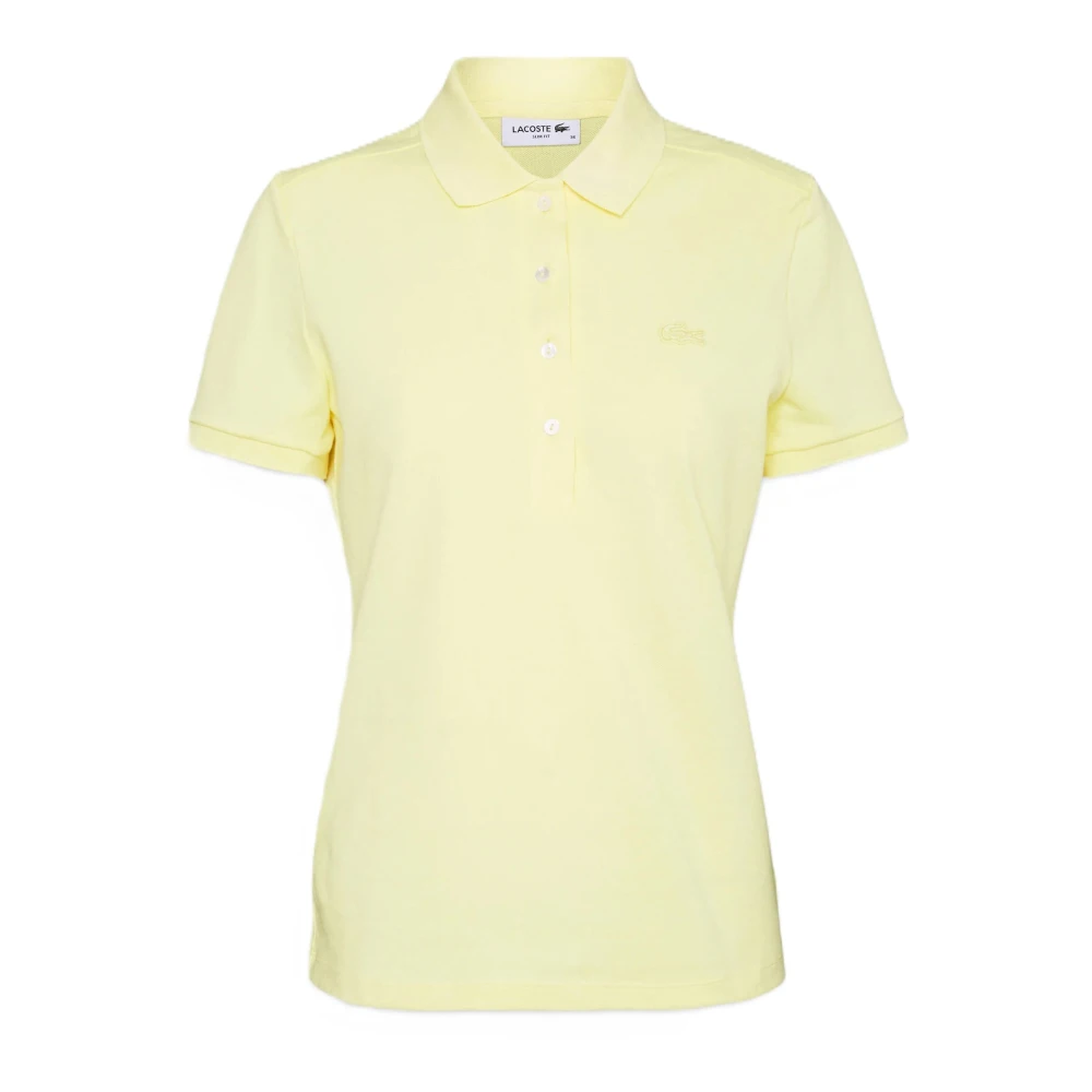 Lacoste Women's Yellow Polo Shirts, 2XS, Slim Fit Stretch Cotton Pique Polo