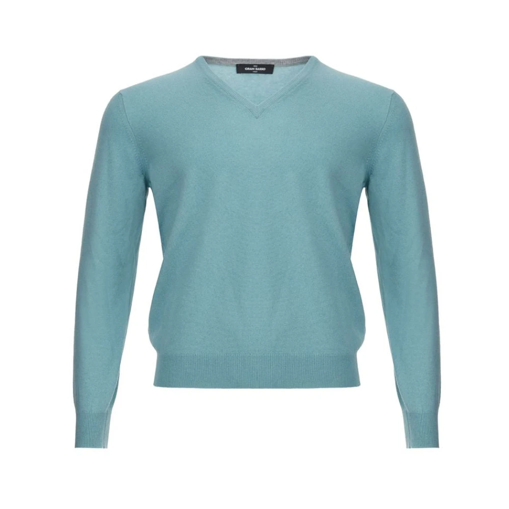 Gran Sasso Turquoise Cashmere Elegance Sweater Blue Heren