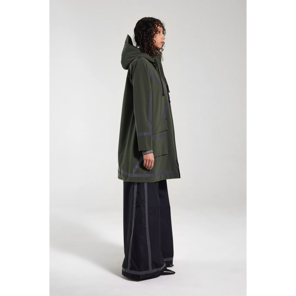 Stutterheim Lichtgewicht A-lijn regenjas met getapete strepen Green Dames