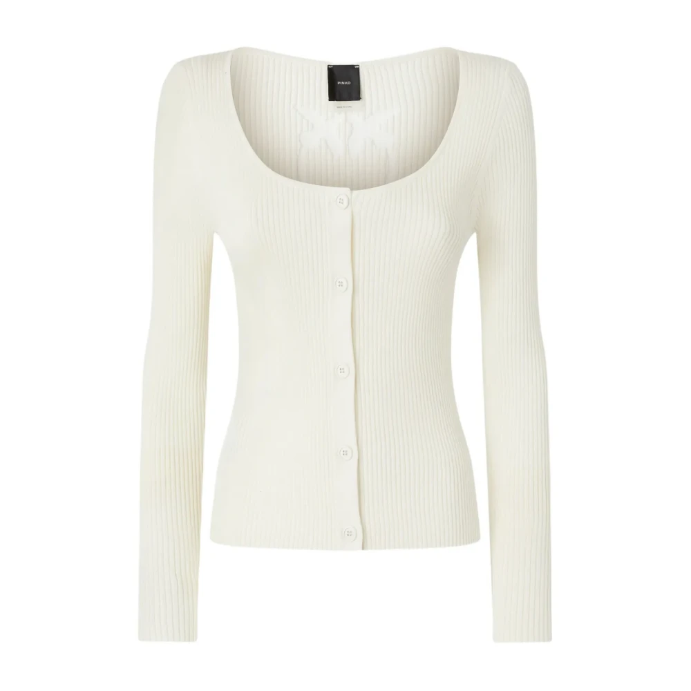 Pinko Women's White Love Birds Cardigan Sweater