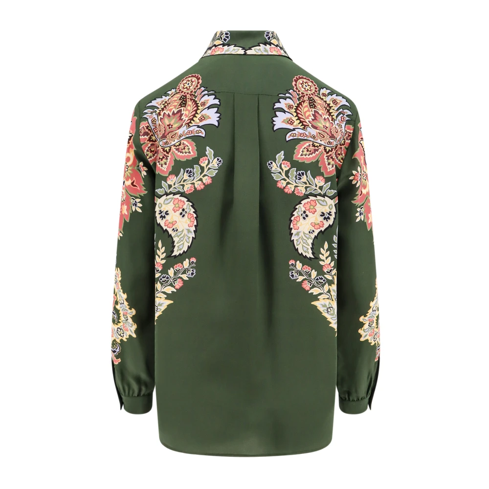ETRO Zijden Groene Shirt met Multicolor Print Multicolor Dames