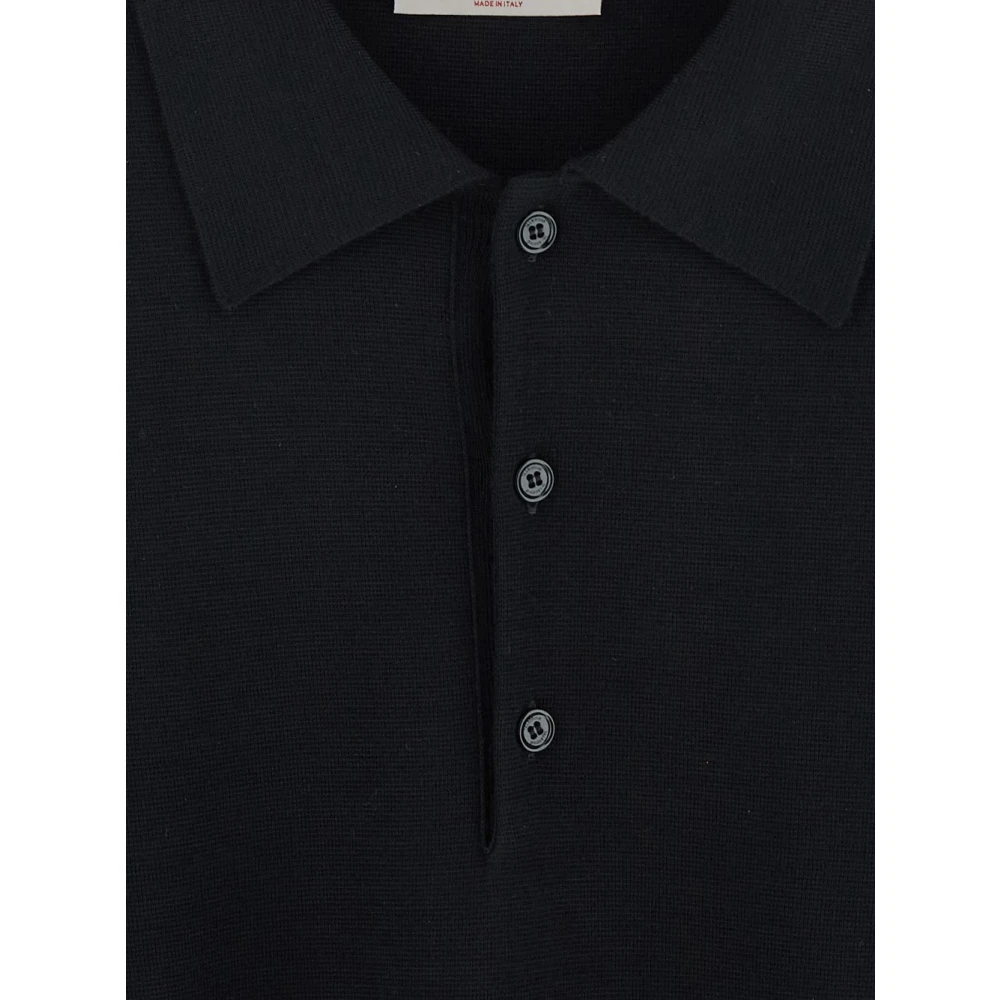 Valentino Wollen Zwarte Polo Shirt Black Heren