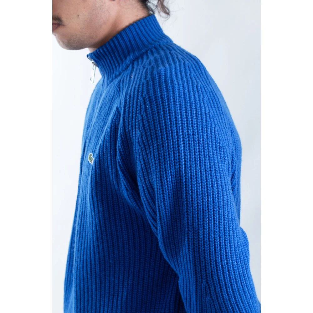 Lacoste Ribgebreide Half Zip Sweater Blue Heren