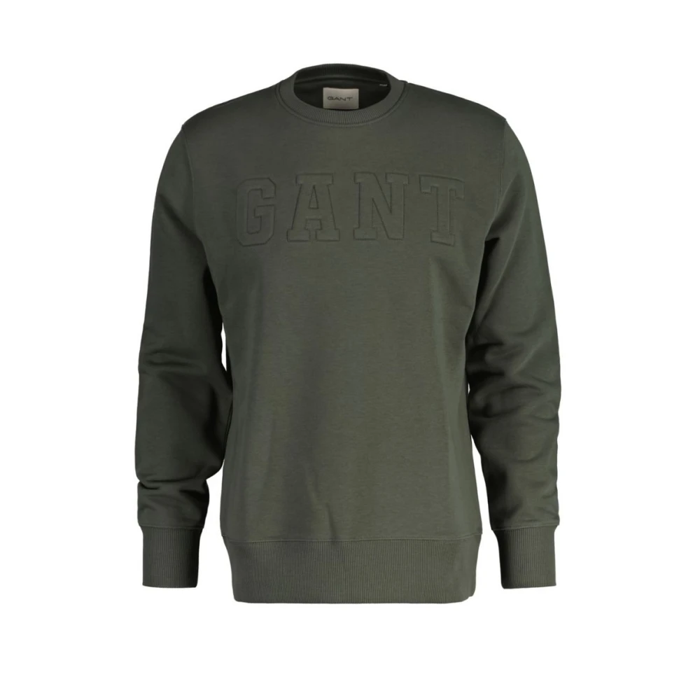 Gant Ronde Hals Geëmbosseerde Sweater Green Heren