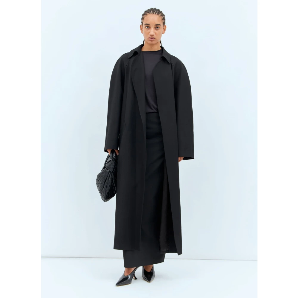 Khaite Canvas Weefsel Klassieke Kraag Jas Black Dames