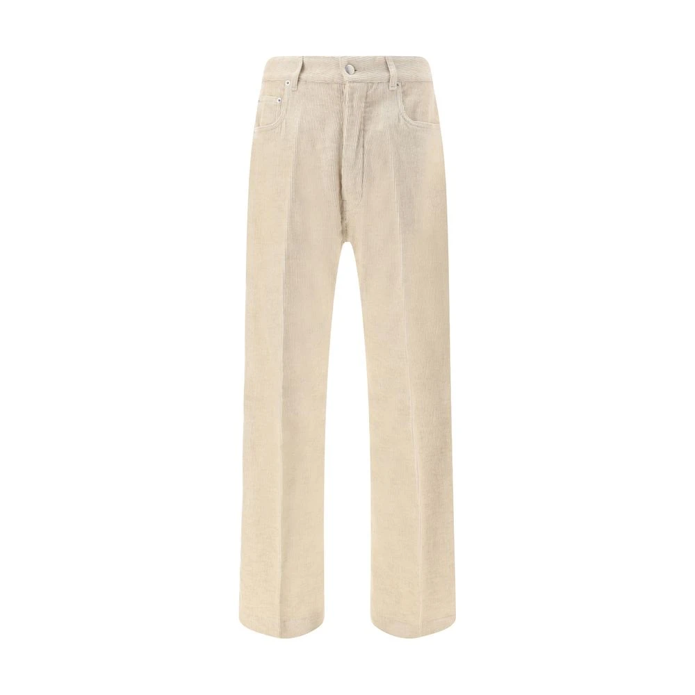 Rick Owens Men's Beige Refined Corduroy Geth Trousers - Straight Trousers - W30 - Trousers