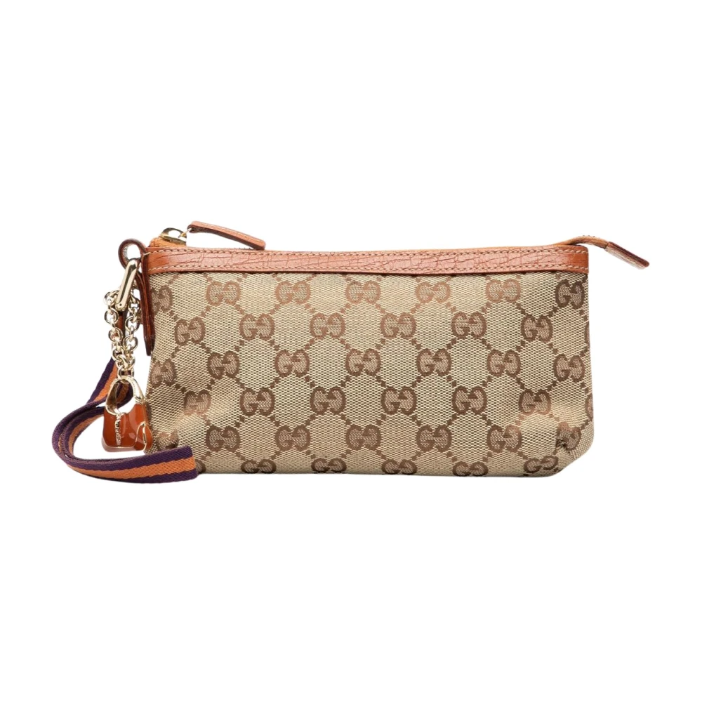 Gucci Vintage Women's Brown Vintage Clutches, One Size, Pre-Owned Small Zip Pouch