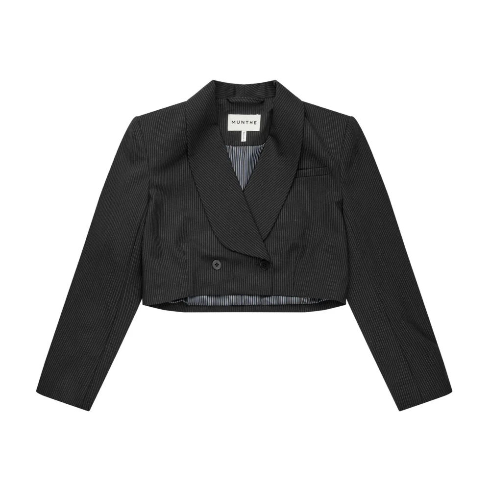 Munthe Elegante Gestreepte Blazer in Zwart Black Dames