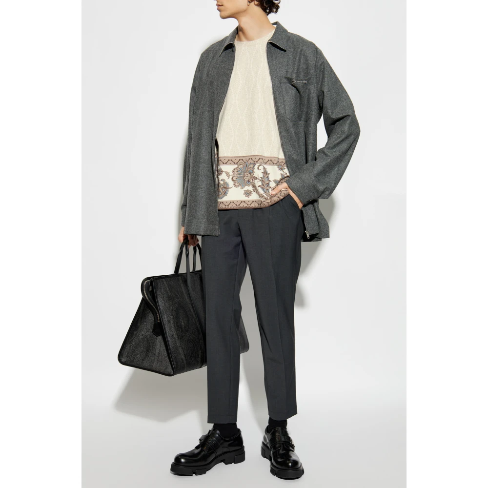 ETRO Katoenen T-shirt met print Beige Heren