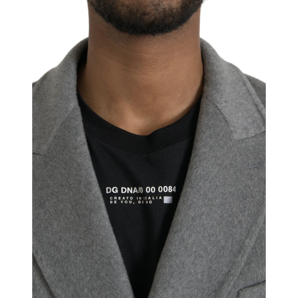 Dolce & Gabbana Grijze Cashmere Trenchcoat Jas Gray Heren