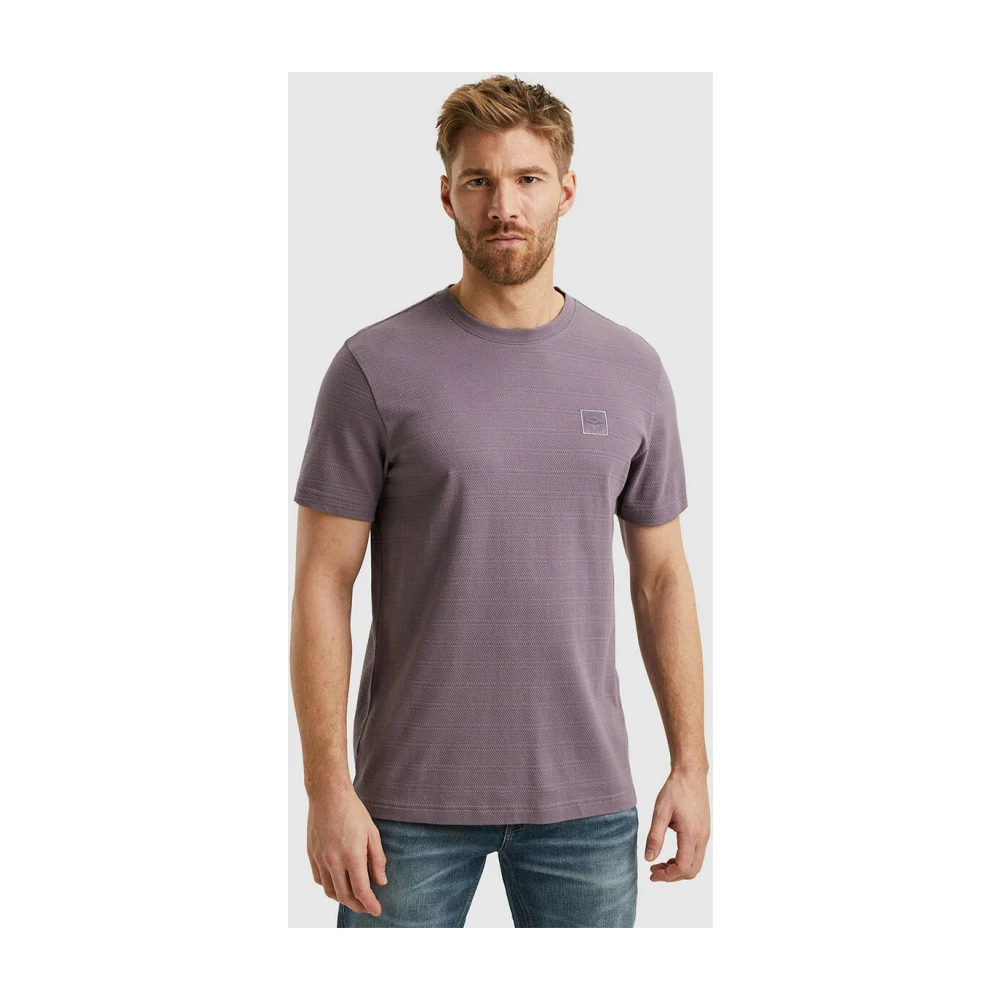 PME Legend Gestreept korte mouw R-hals T-shirt Purple Heren