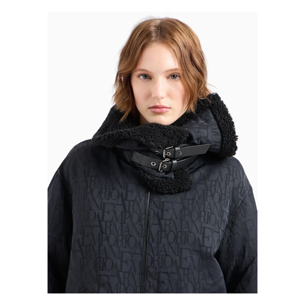 Emporio Armani Luxe Wollen Jas met Afneembare Kraag Black Dames