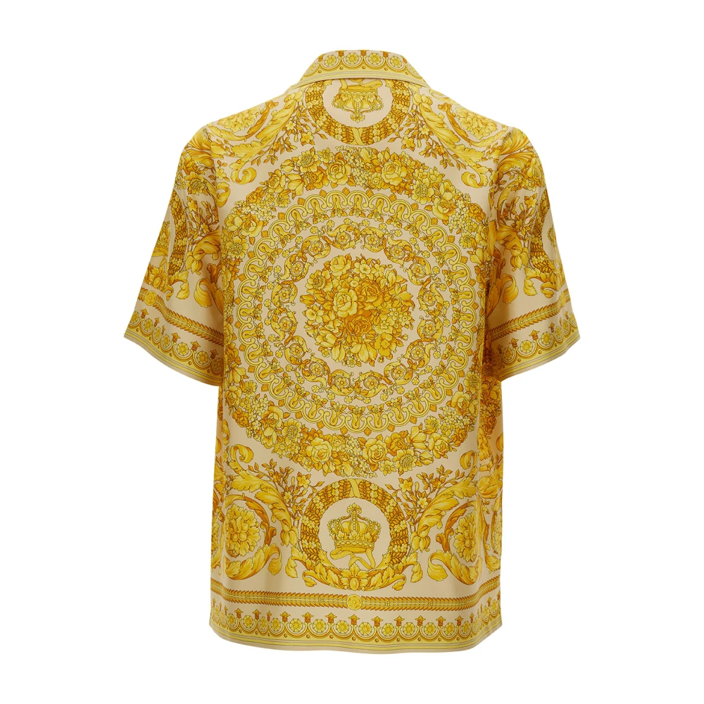 Versace Barocco Print Hawaiian Overhemd Yellow Heren