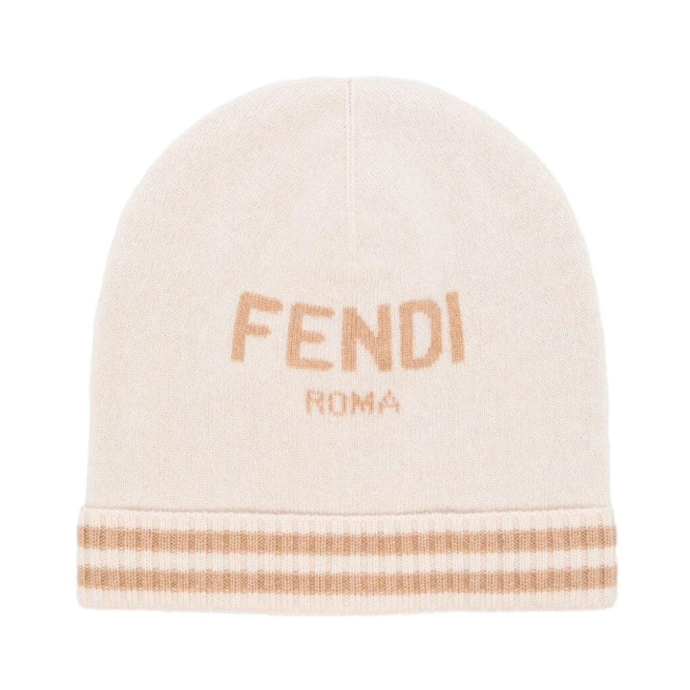 Fendi Roma Linen Beanie Beige Unisex