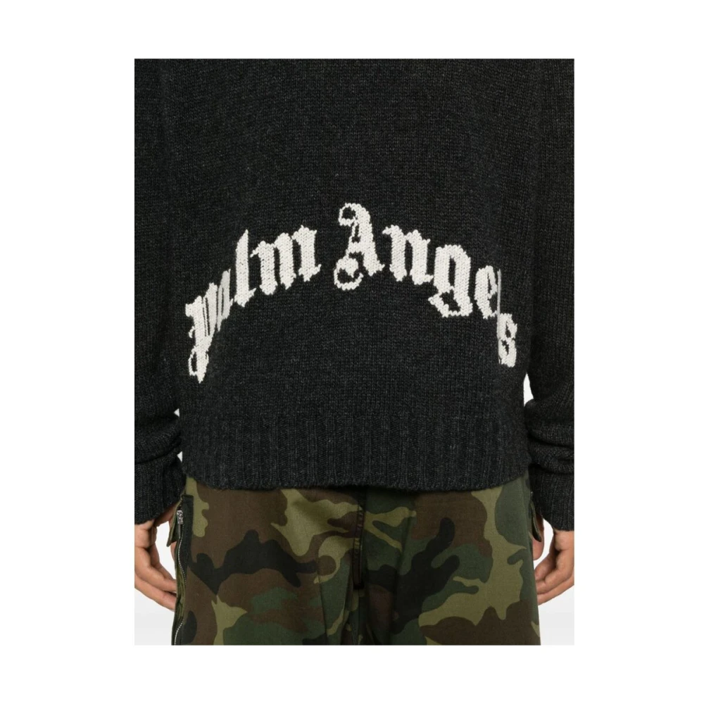 Palm Angels Donkergrijze Gebreide Trui Gray Heren