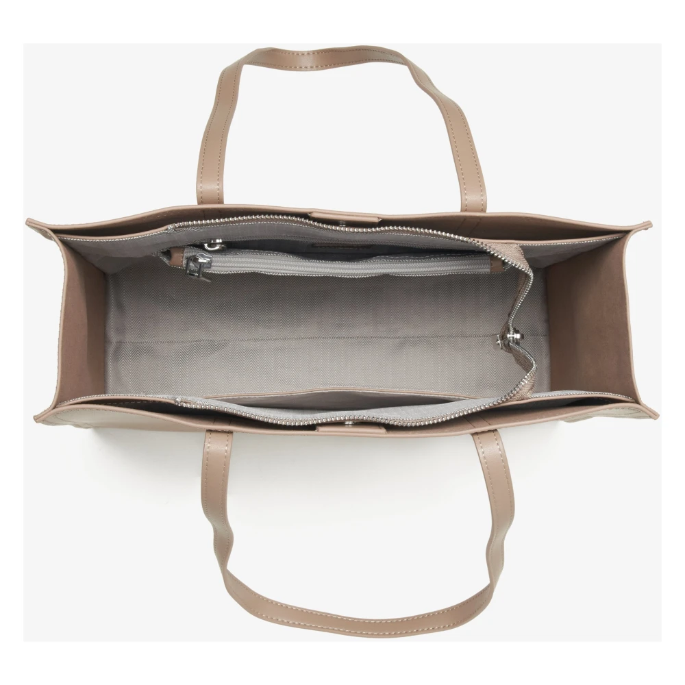 Estro Dames Beige Leren Shopper Tas Er00115665 Beige Dames