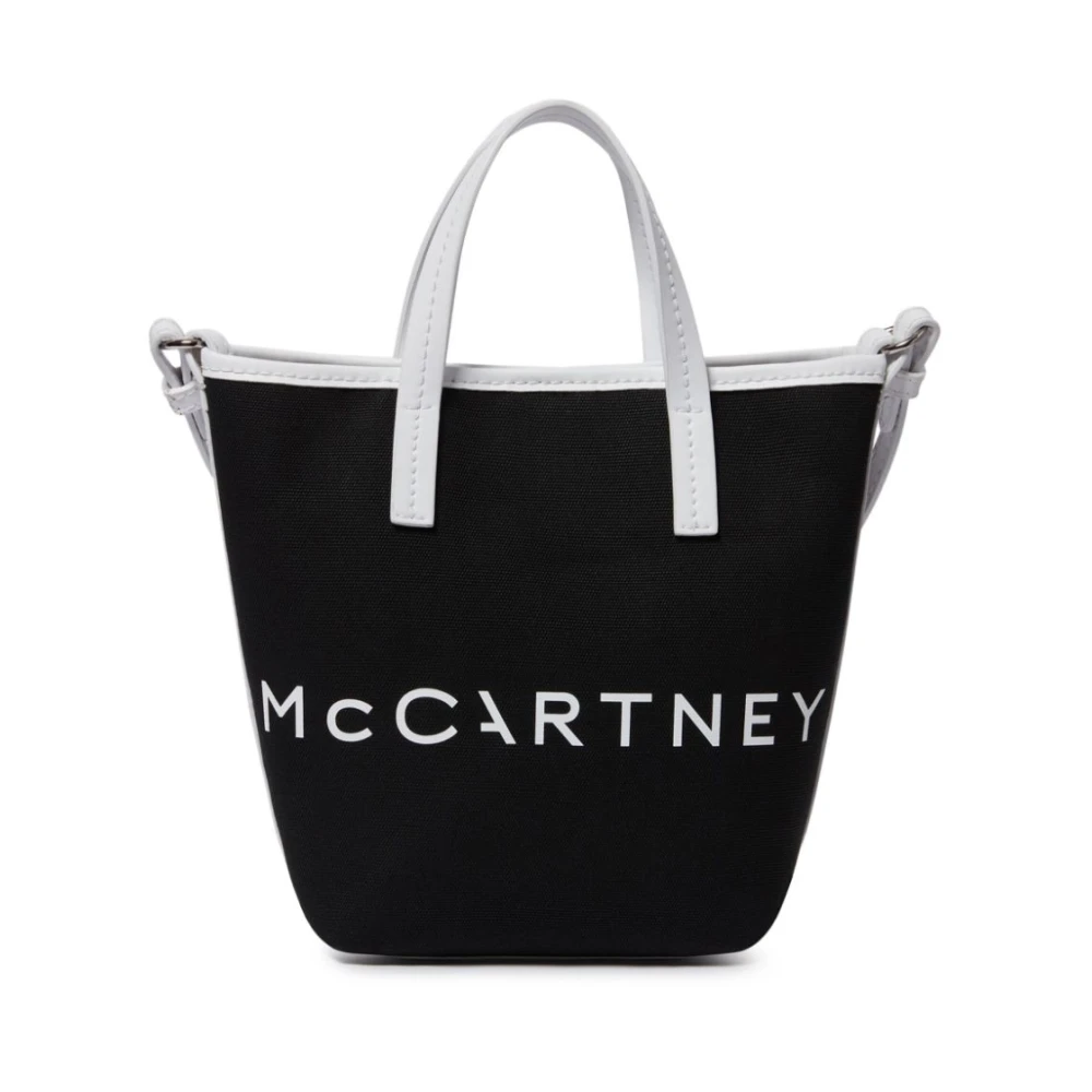 Stella Mccartney Canvas Logo Print Zwarte Tas Black Dames