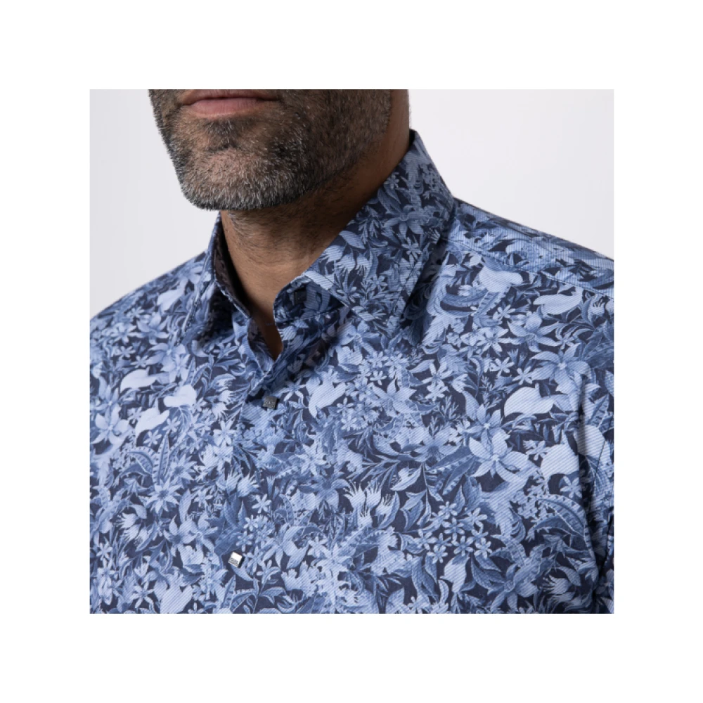 Karl Lagerfeld Blauwe blouse met bloemmotieven Blue Heren