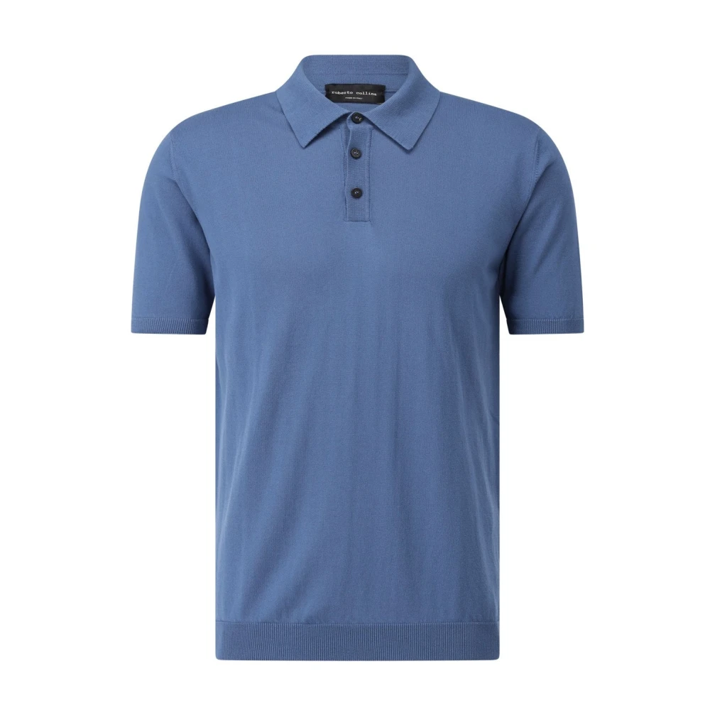 Roberto Collina Katoenen Poloshirt Klassieke Stijl Blue Heren