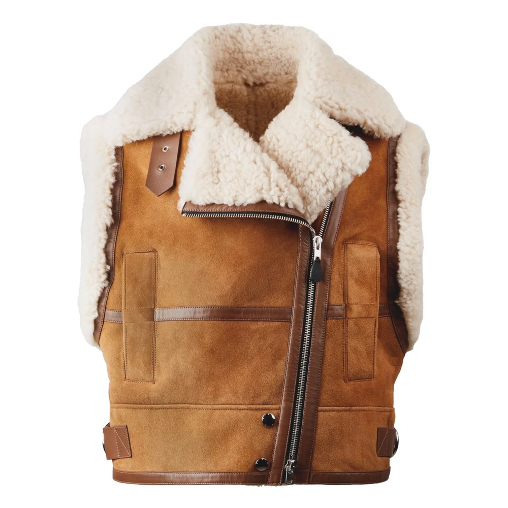 Hogan Shearling Biker Jas Brown Dames