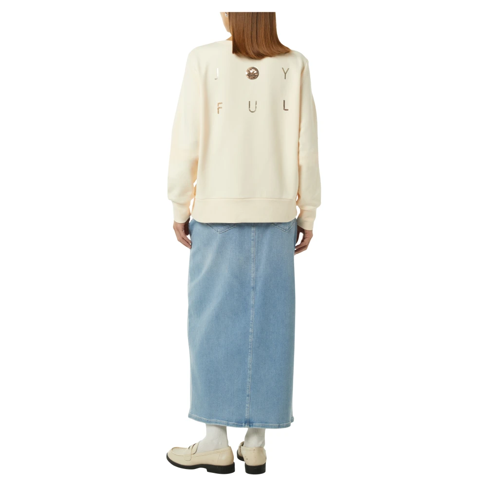 comma Casual Artwork Sweatshirt Beige Dames