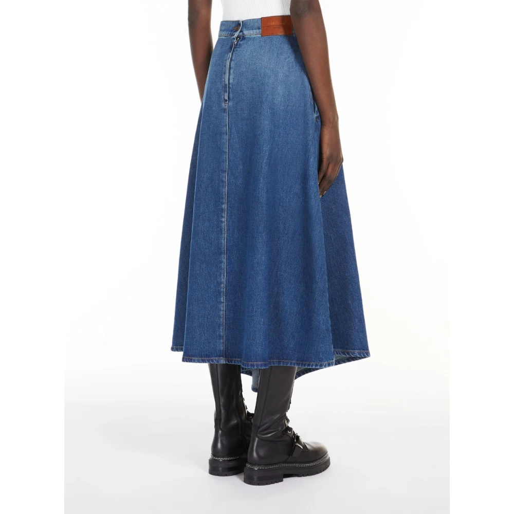 Max Mara Weekend Blauwe Denim Uitlopende Rok Blue Dames