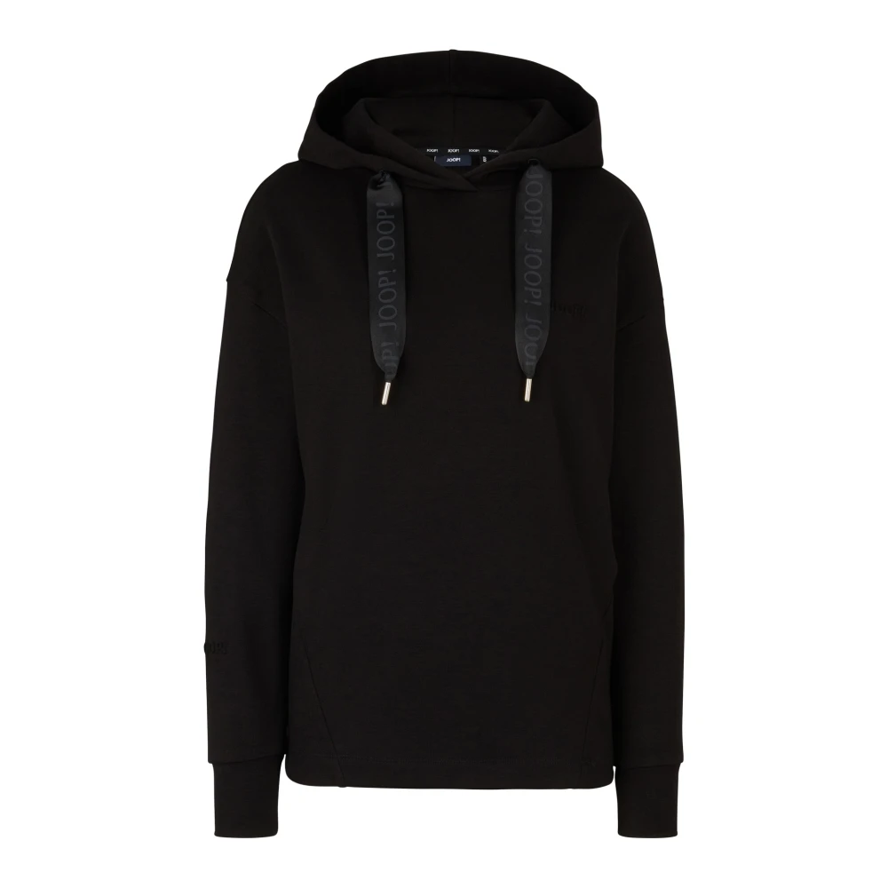 Joop! Zwarte sportieve stijl hoodie met logodetails Black Dames