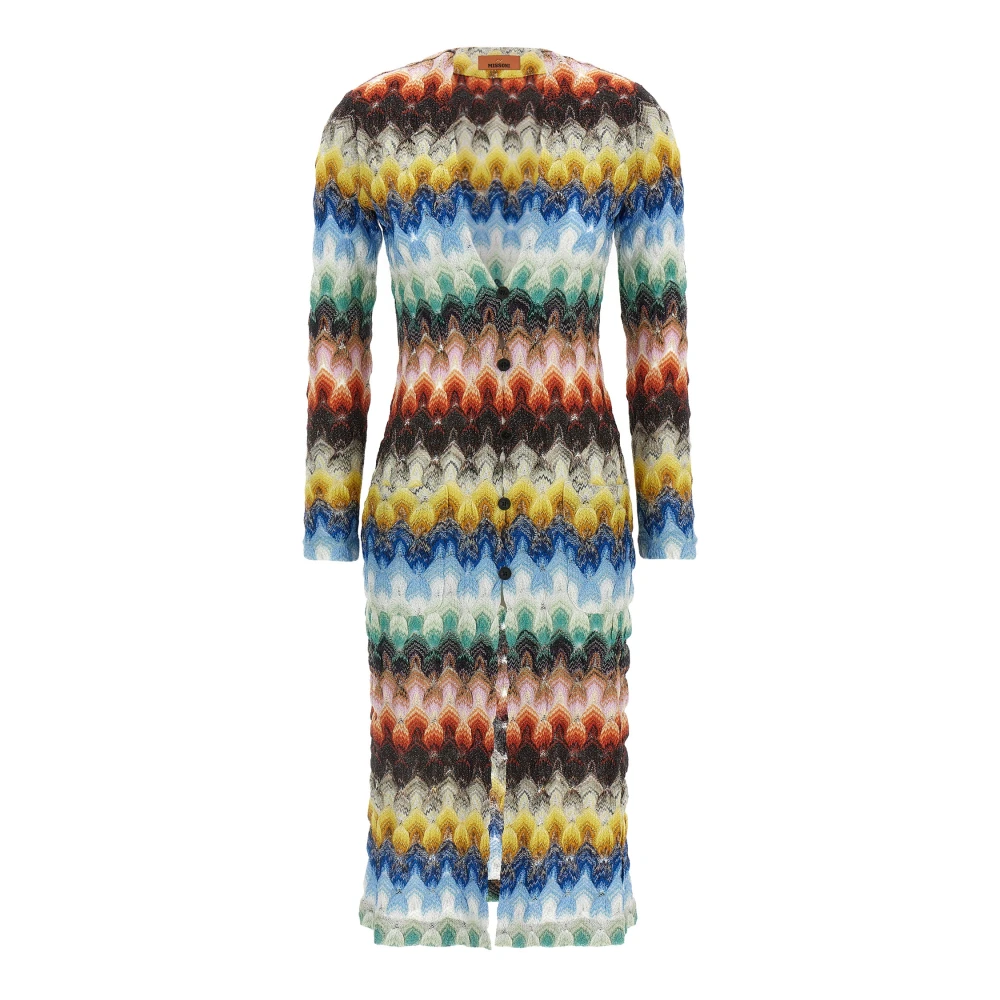 Missoni Women's Multicolor Cardigans, S, Raschel Lace Lamé Maxi Cardigan