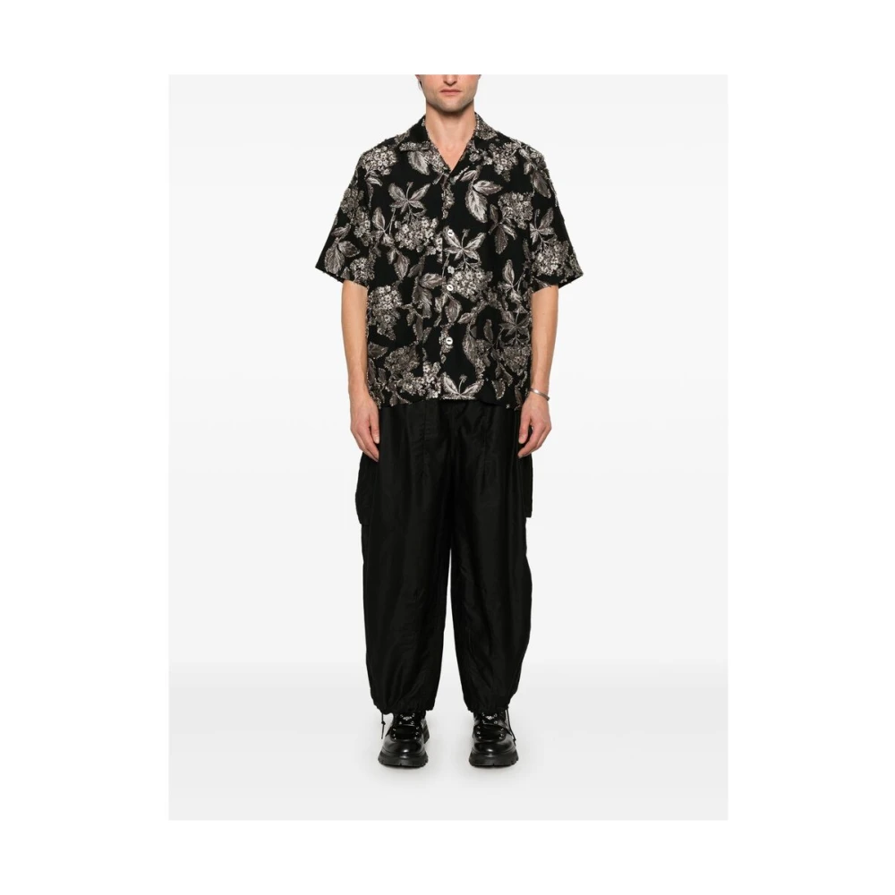 Needles Bloemen Jacquard Cuban Kraag Shirt Black Heren