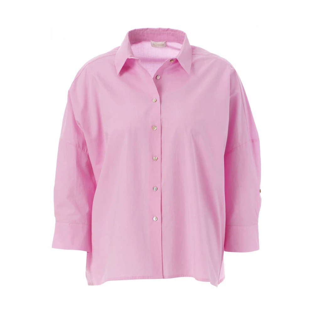JC Sophie Gabrielle Katoenen Blouse Lange Mouw Pink Dames