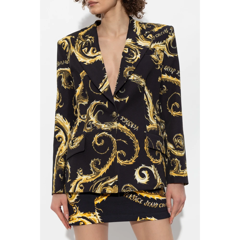 Versace Jeans Couture Blazer met Barocco-motief Black Dames