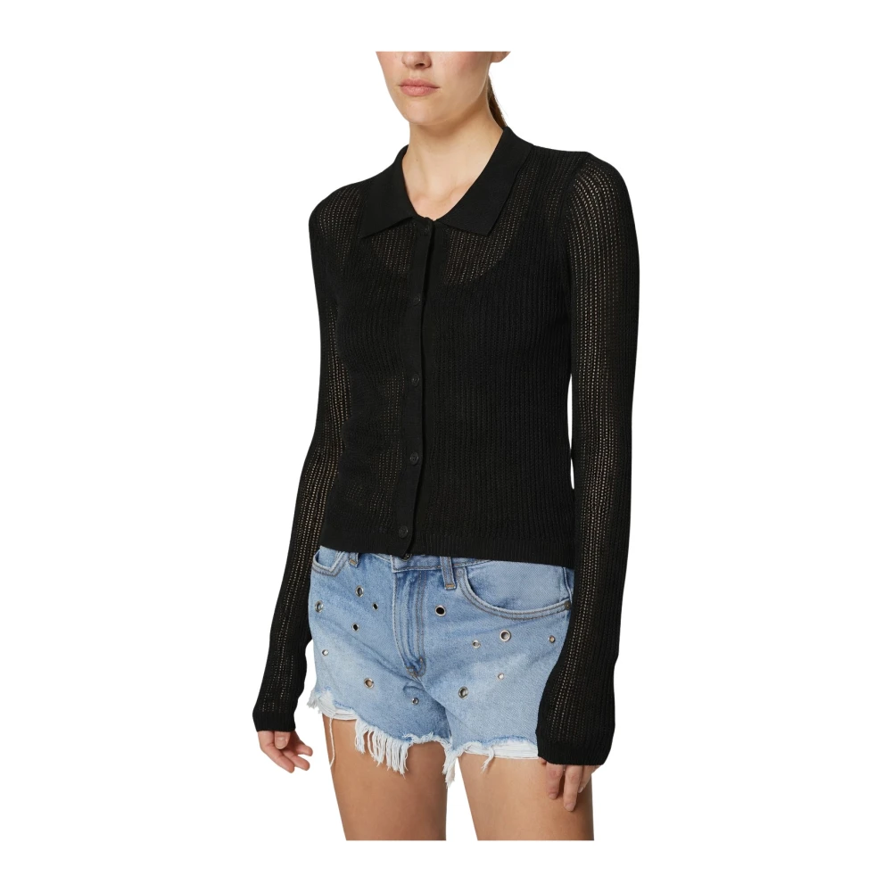 Silvian Heach Donna Nero - Cardigan In Maglia Con Colletto - Knitwear - S