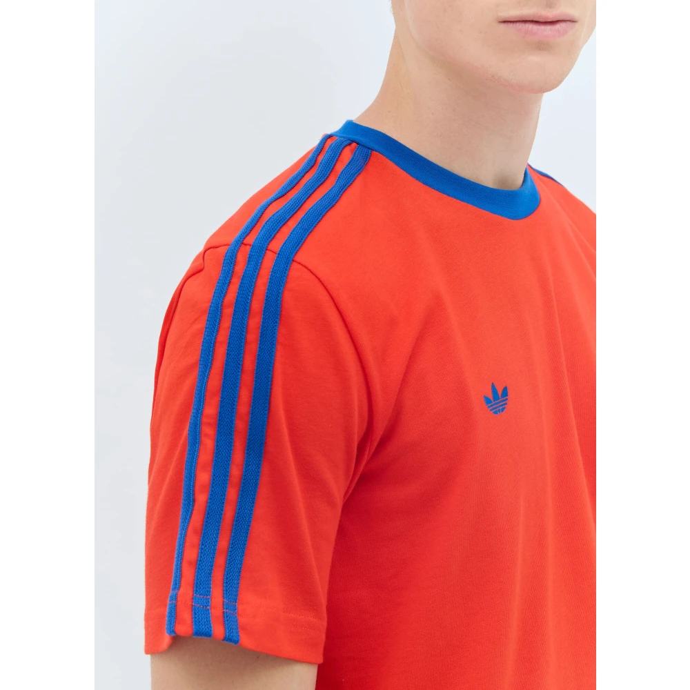 Adidas Geborduurd Logo Katoenen T-shirt Red Heren