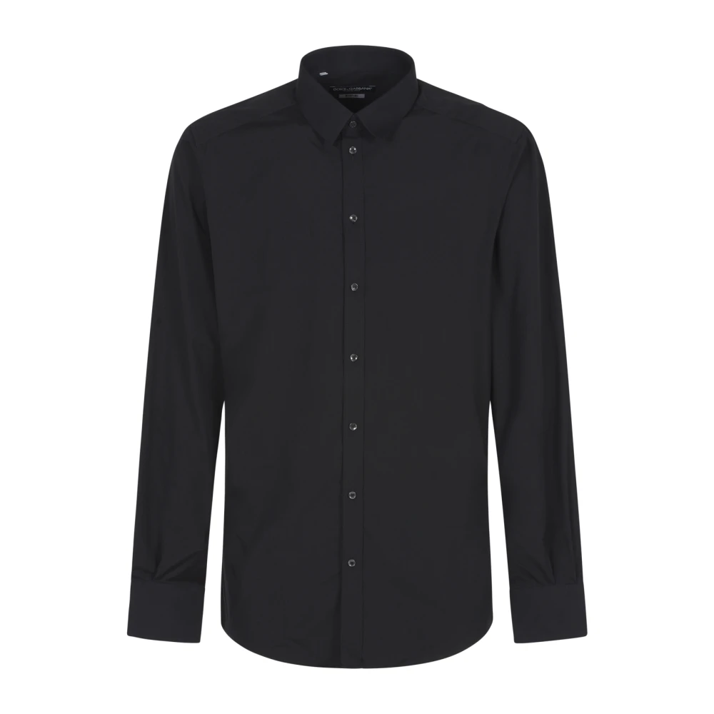 Dolce & Gabbana , Casual Shirts, Male, Black, L, Black Shirts With Italian Collar