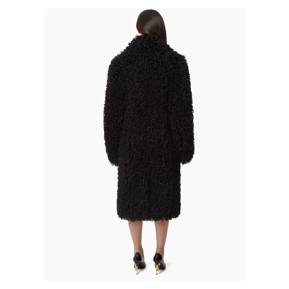 Nina Ricci Zwarte Faux Fur Oversized Coat Black Dames