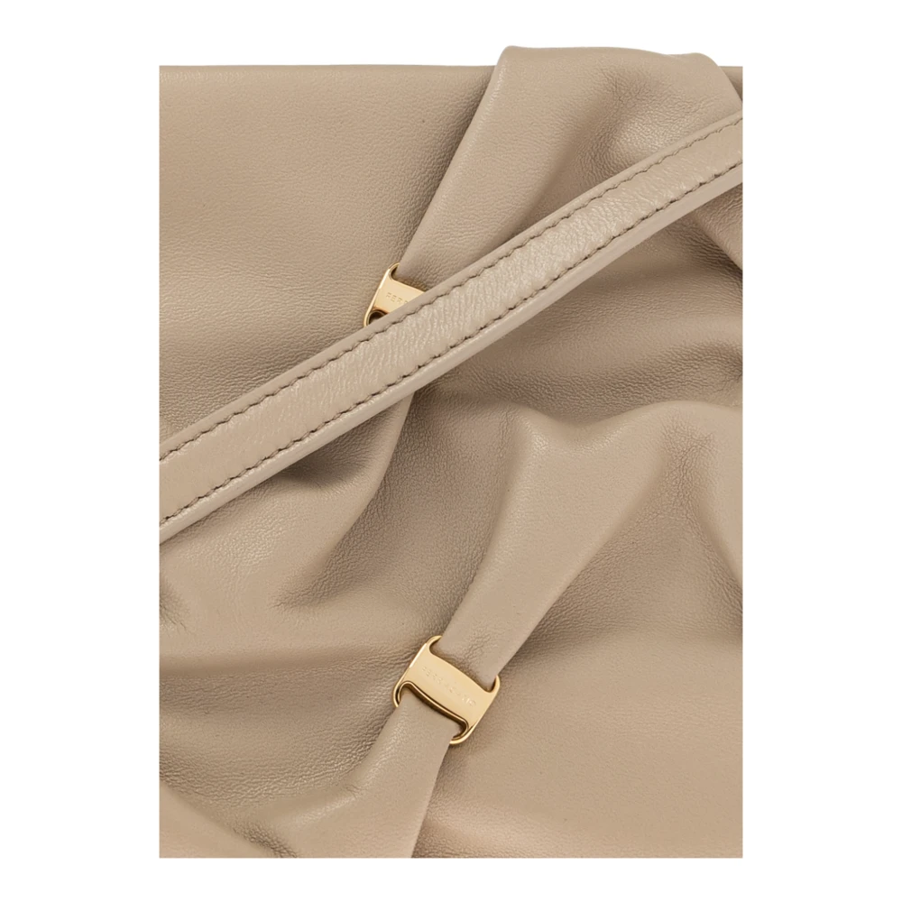 Salvatore Ferragamo Leren schoudertas met applicaties Beige Dames
