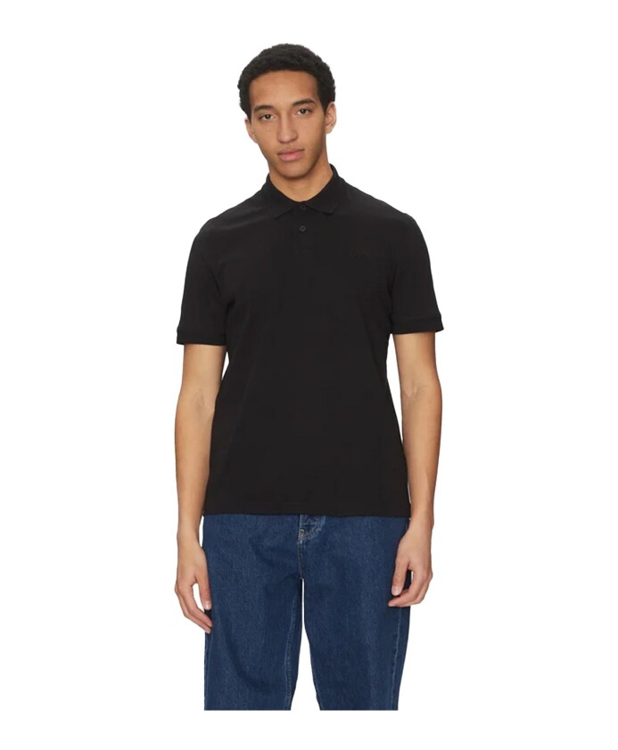 polo-noir-a-manches-courtes