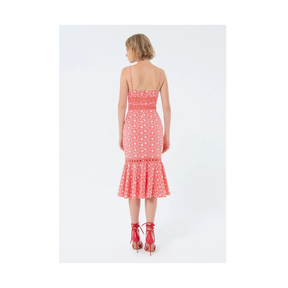 Fracomina Bloemen Fantasie Midi Mouwloze Jurk Pink Dames