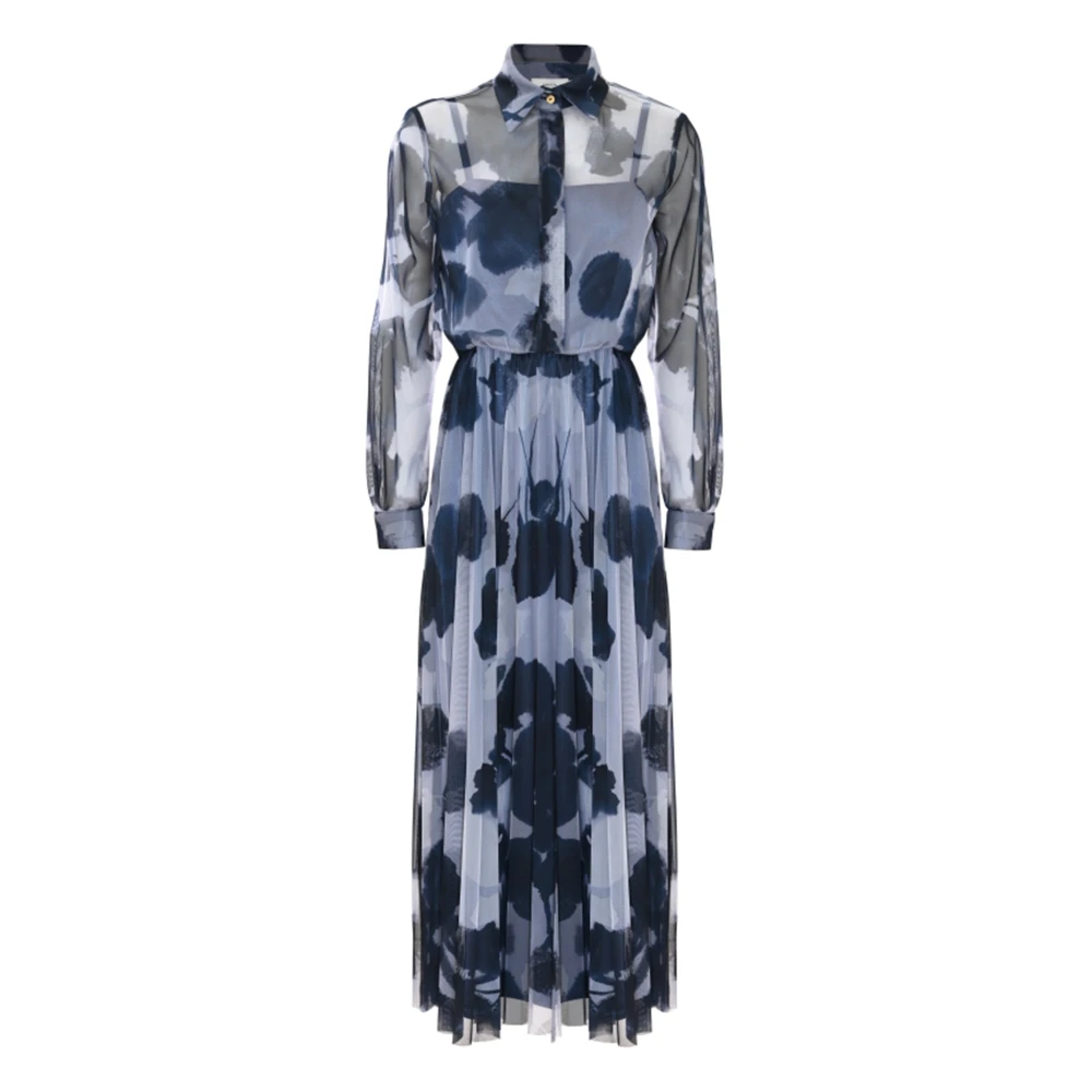 Kocca Blauwe Abstracte Gelaagde Jurk Blue Dames