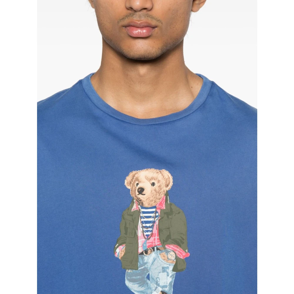 Polo Ralph Lauren Geborduurde 'Polo Bear' Katoenen T-shirt Blue Heren