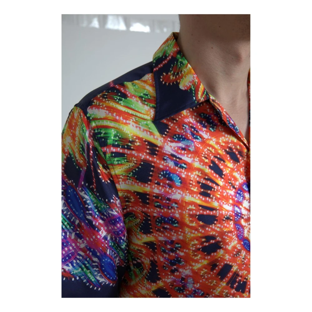 Dolce & Gabbana Ferris Wheel Print Zijden Overhemd Multicolor Heren
