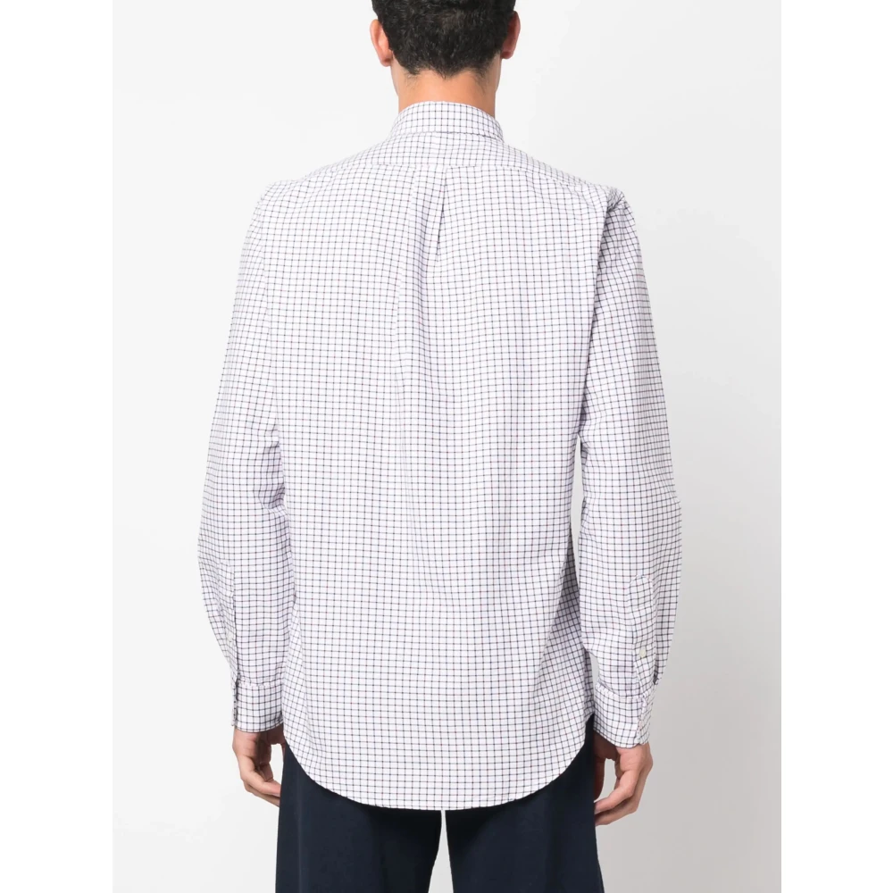 Polo Ralph Lauren Katoenen Micro-Check Geborduurd Overhemd Purple Heren