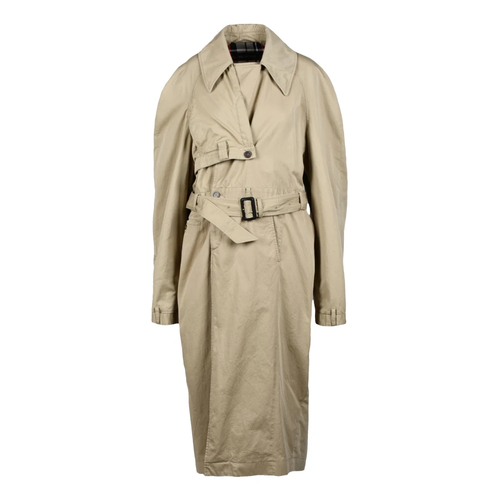 Balenciaga Waterdichte Katoenen Jas Beige Dames