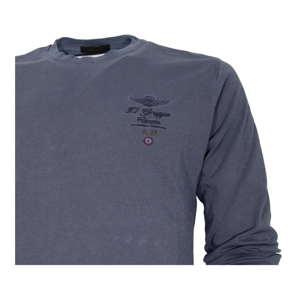 aeronautica militare Basis Ronde Hals T-shirt Blauw Blue Heren