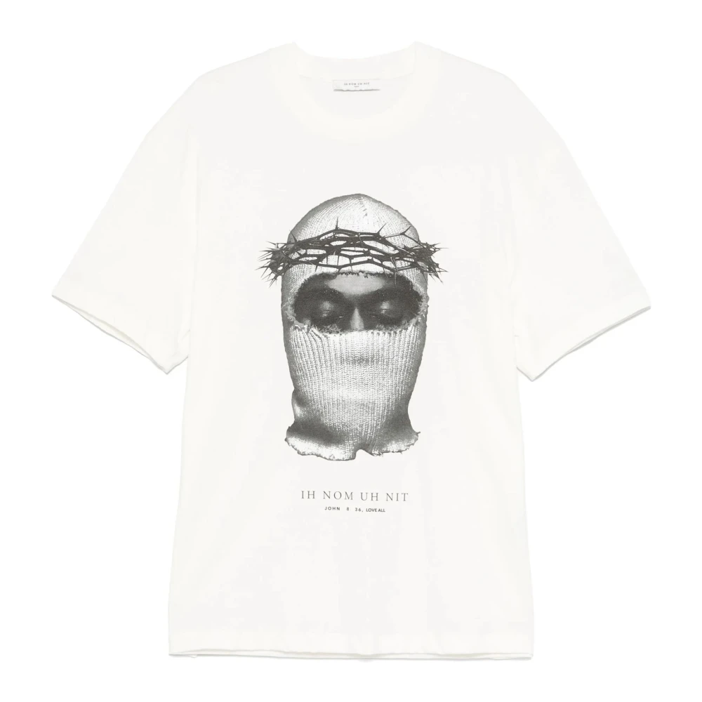 IH NOM UH NIT Wit Logo Print T-shirt Masker White Heren