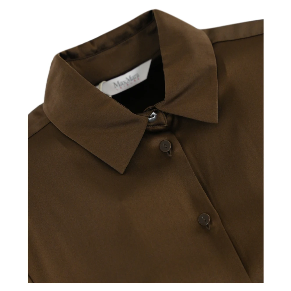Max Mara Zijden bruine overhemd lange mouw geknoopt Brown Dames