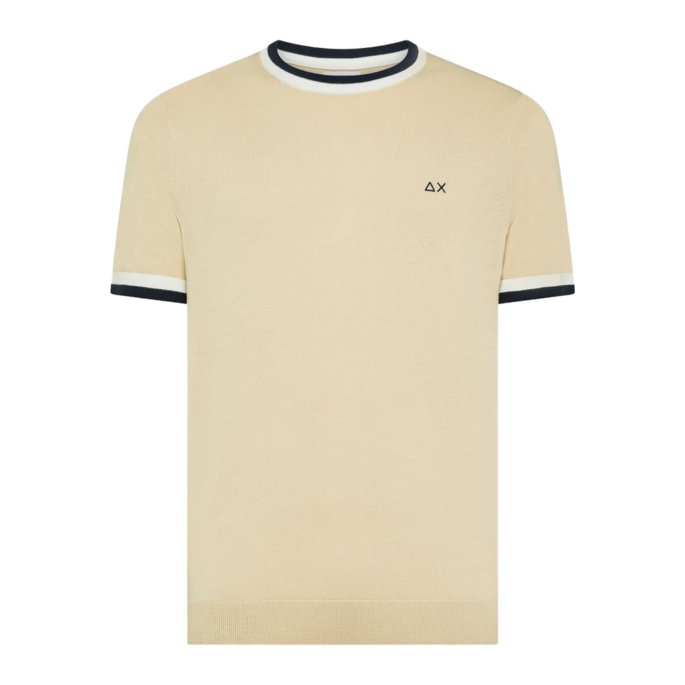 Sun68 Beige T-Shirts, Male, M, T-Shirt Jumper Stripes Details S/S
