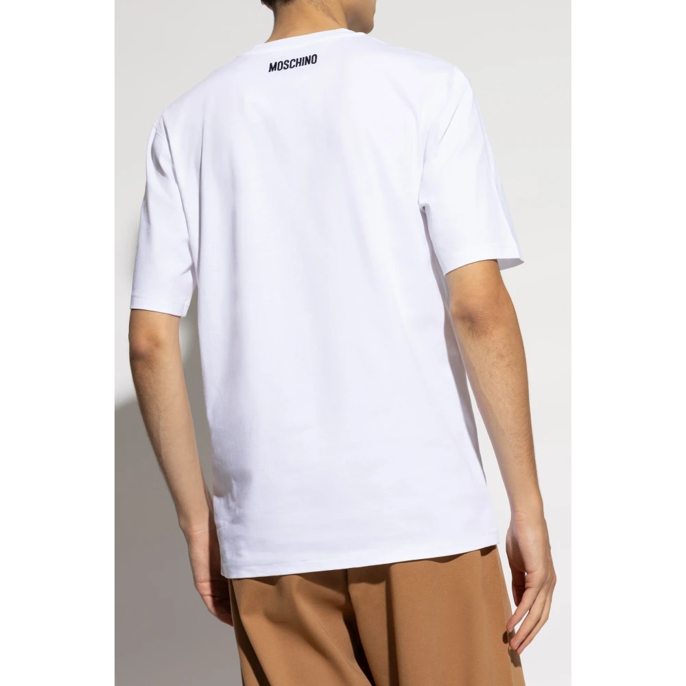 Moschino T-shirt met geborduurde teksten White Heren