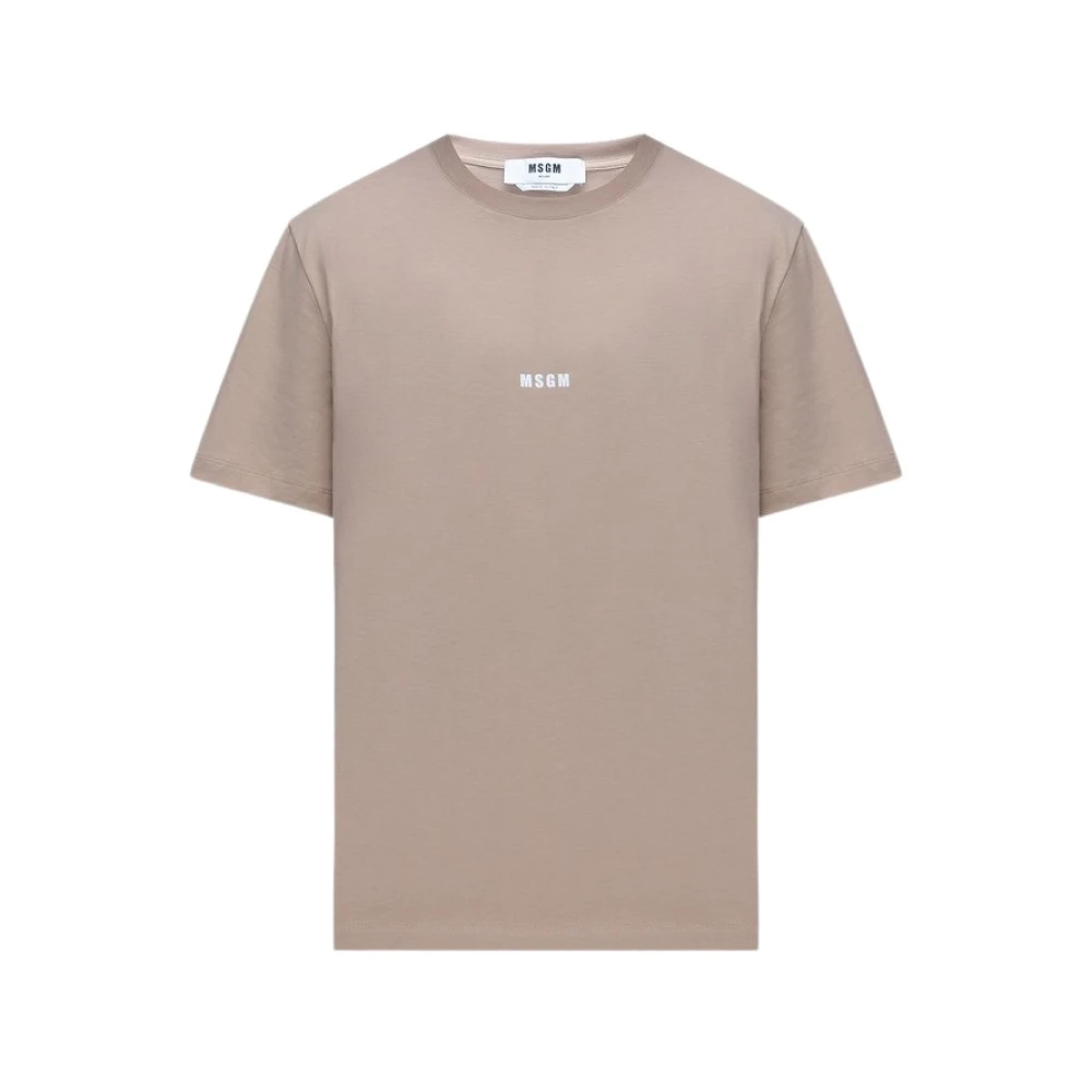 Msgm Men's Beige Cotton T-Shirt For - T-Shirts - L - Tops