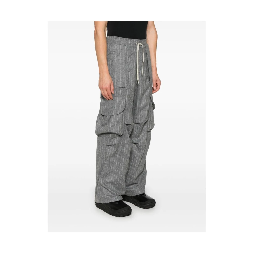 A Paper Kid Grijze Flanellen Cargo Broek Gray Heren